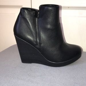 Torrid Black Side Zip High Heel Wedge Ankle Boots